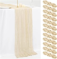 12 Pack 10Ft Ivory Cheesecloth Table Runner