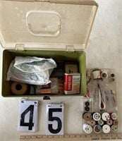 Plastic sewing box & Contents