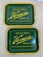2pcs-1930s  Vernors Ginger Ale metal serving tray