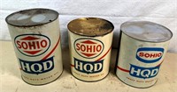 3pcs- vintage SOHIO HQD Oil cans
