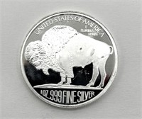 One Ounce 999 Fine Silver Round - Buffalo