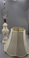 Italian Hand Carved Alabaster Lamp with Shade