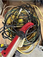 Flat of extension cords & Drop light