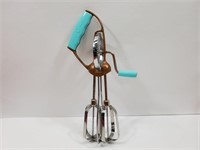 Mid Century Turquoise Grip Copper & SS Hand Mixer
