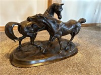 After P.J. Mene Bronze Sculpture, 2 Horses,