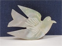 Hand Carved Bird Mother Of Pearl Shell Brooch