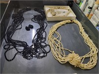 3 necklaces, 3 earrings, 1 necklace needs repaired