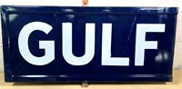 1960s PORCELAIN Sign - GULF - partial sign 14" x32