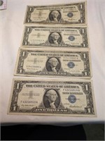 4 - 1957 One Dollar Silver Certificates