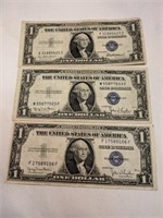 3 - 1935 One Dollar Silver Certificates