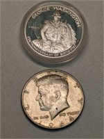 1964 Kennedy Half Dollar & 1982 S Washington Half