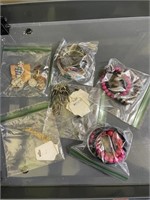 costume jewelry 2 necklaces, 3 bags of bracelets,