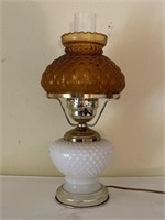 Vtg Brass Electrified Hobnail Oil Lamp
