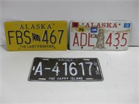 Two Alaska & One Aruba License Plates