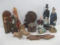 Assorted Misc Wood Carvings Tallest 11"