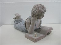 20"x 10"x 11.75" Ceramic Boy Reading Book Statue