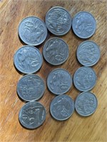 12 twenty cent coins 11 australia 1 tasmania