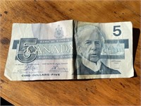 Canadian $5.00 note 1986