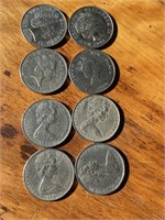 8 New Zealand 50cent coins,