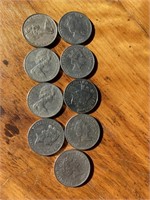 9 New Zealand 20 cent coins,
