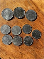 10 New Zealand coins,