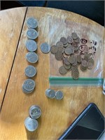 baggie of  118  Canadian coins 1 cent to 0.25