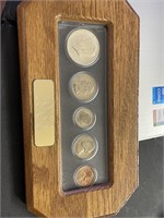 1966 US Coin Set in plastic case in wood Framed