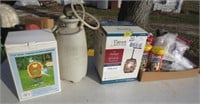Solar bird house, sprayer, light, garden items