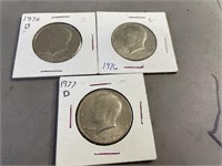 3 Kennedy Half Dollars