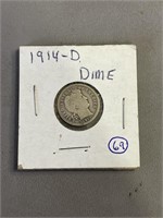 1914 D Barbar Dime