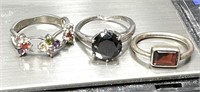 (3) Vintage Estate Sterling Rings See Photos for