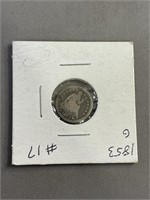 1853 Seated Liberty Half Dime Silver Coin