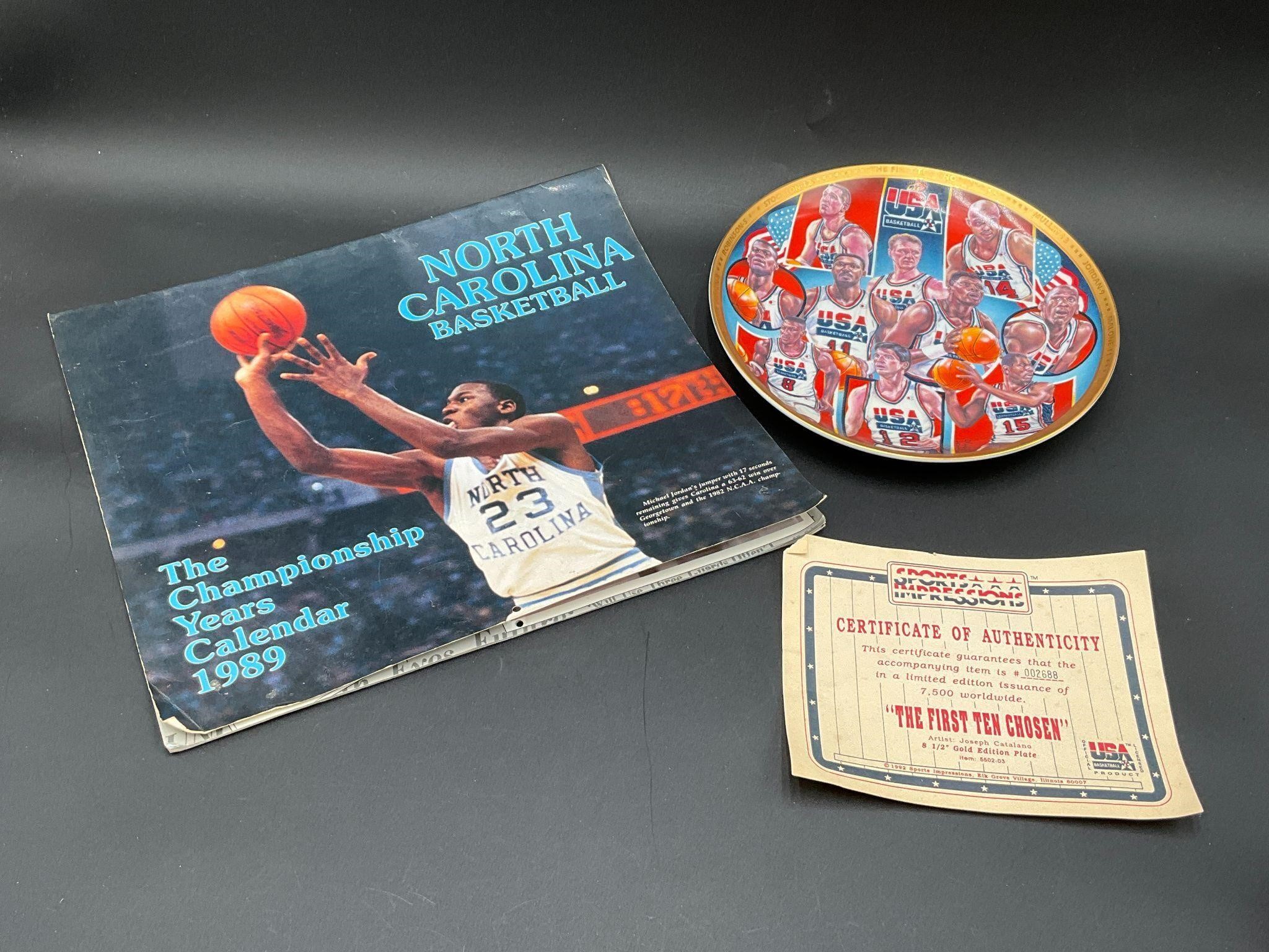 1992 First Ten USA Basketball Plate & Calendar