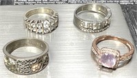 (4) Vintage Estate Sterling Rings See Photos for