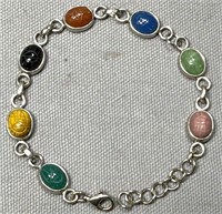 Vintage Estate Sterling Gemstone Bracelet See