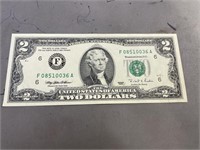 1995 2 Dollar Bill