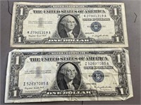 2- $1 Silver Certificate both 1957A