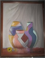 Art Framed painting of Native Pottery Signed