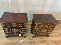 Pair of Antique Asian Tansu Side Cabinets Wear