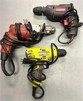(3) Electric Drills See Photos for Details
