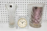 Marked Crystal Vases /Vtg Staiger Quartz Clock