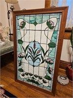 Flower pattern stained glass 23.5"w 37.5"t 1"d