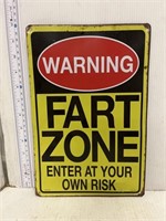 Metal sign- Warning Fart Zone