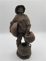CLAY SCULPTURE OF MAN - SIGNED