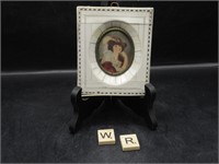 ITALIAN MINIATURE PORTRAIT IN SCRIMSHAW FRAME