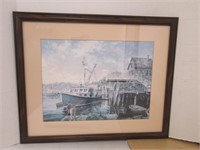 FRAMED PRINT OF A FISHING BOAT PUPPY LOVE