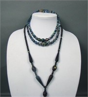 Two Faceted Beaded Carnival Glass Necklaces