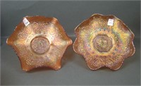 2 Fenton Marigold Persian Medallion Ruffled Bowls