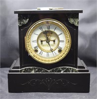 (D1) Ansonia Marble Mantle Clock - 9.5x5x9.5"