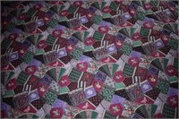 (S1) 111x99" Hand Quilted Quilt - Purples & Blues